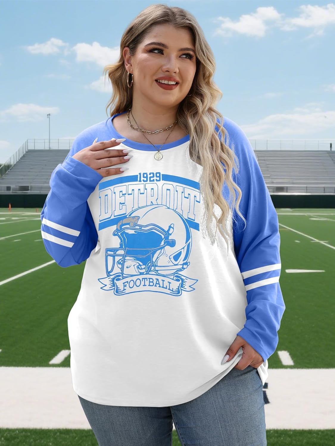 Plus Size Football Shirts Women Game Day Graphic Long Sleeve Shirt Sunday Funday T-Shirts Casual Football Fan Tee Top - Image 4