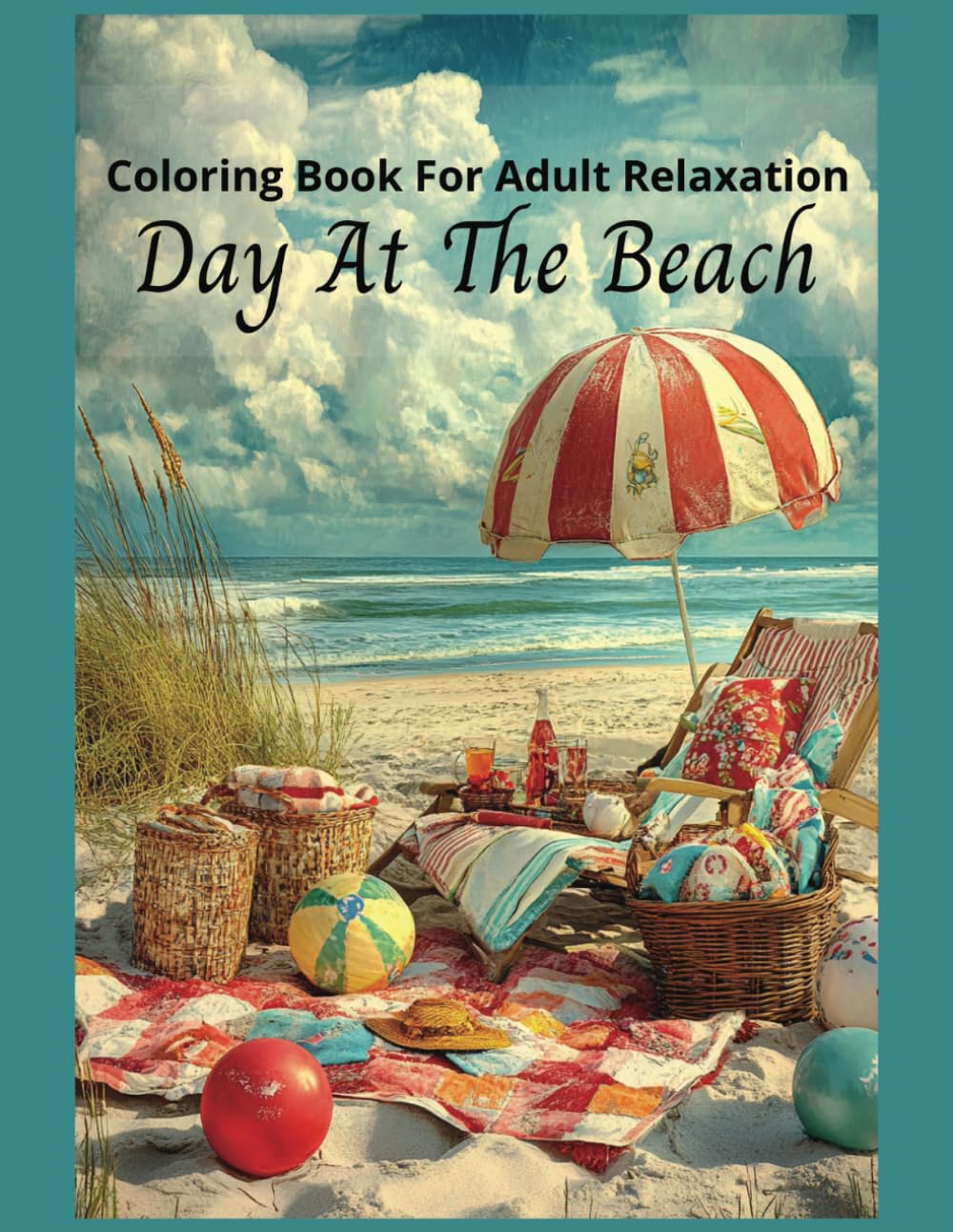 Day At The Beach Coloring Book For Adult Relaxation: 50 Grayscale Coloring Pages Designed For Relaxation and Creativity, For Teens, Women, and Men, (Relaxing Country Scenes)