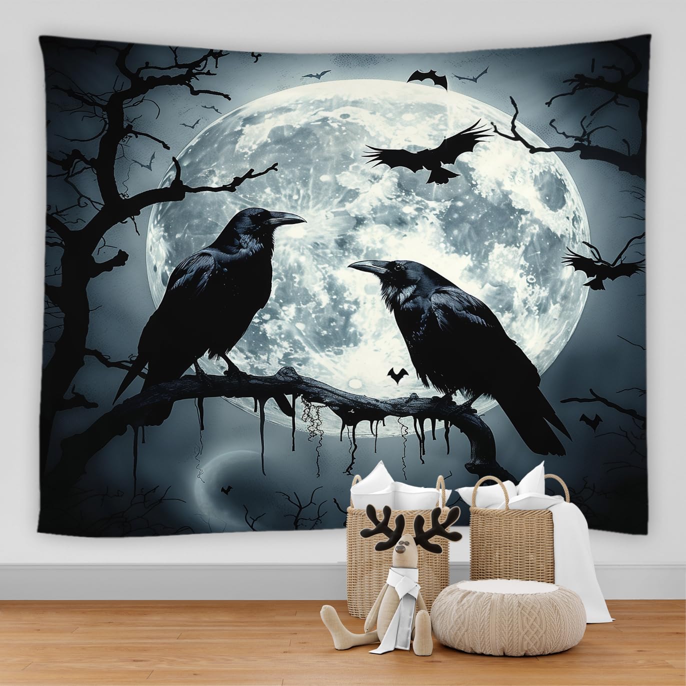 Amazon.com: BNYARH Raven Tapestry Gothic Full Moon Night Bat