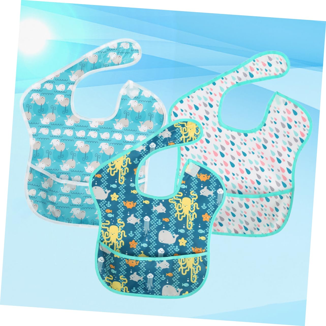 UPKOCH 9piezas Baberos Impermeables Para Bebés De Diseño De Cartoon y De Usar Para Comidas y Bebés Material y Lavable