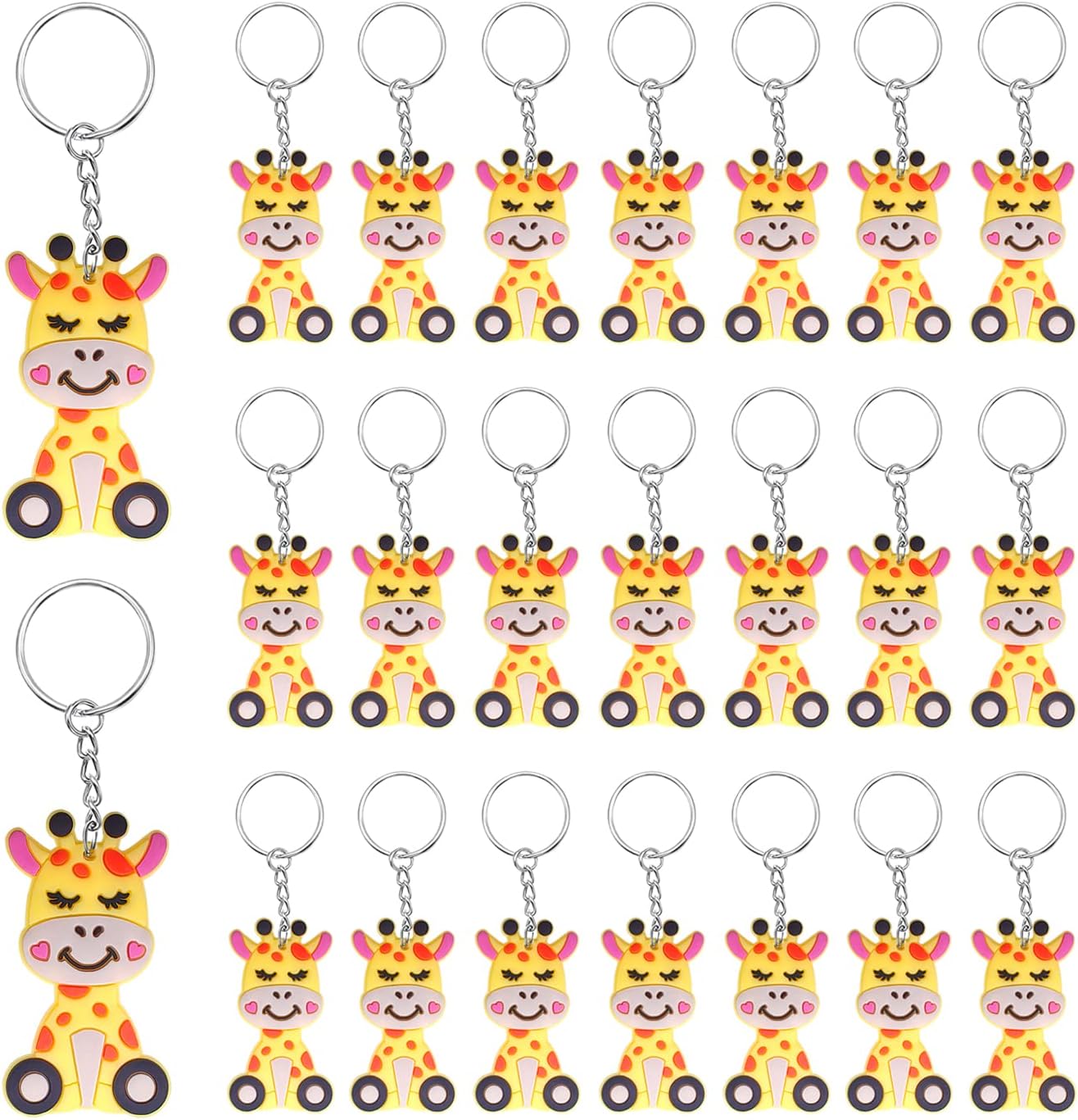 30pcs Llavero Jirafa,Mini Llavero,Mini Llavero de Silicona,Creativa Llavero Baratija Moda Llaveros,Niños Niñas Regalos para Fiesta de Cumpleaños Infantiles