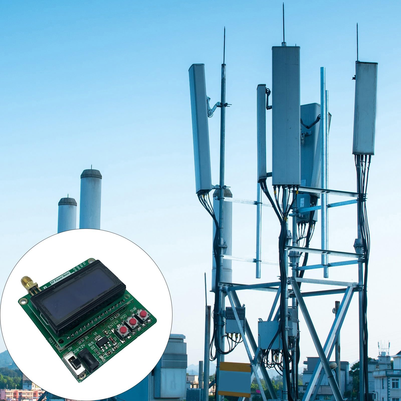 Misuratore potenza digitale LCD -75~16dBm 1-600MHz Misuratore potenza del rilevatore logaritmico con valore attenuazione della radiofrequenza