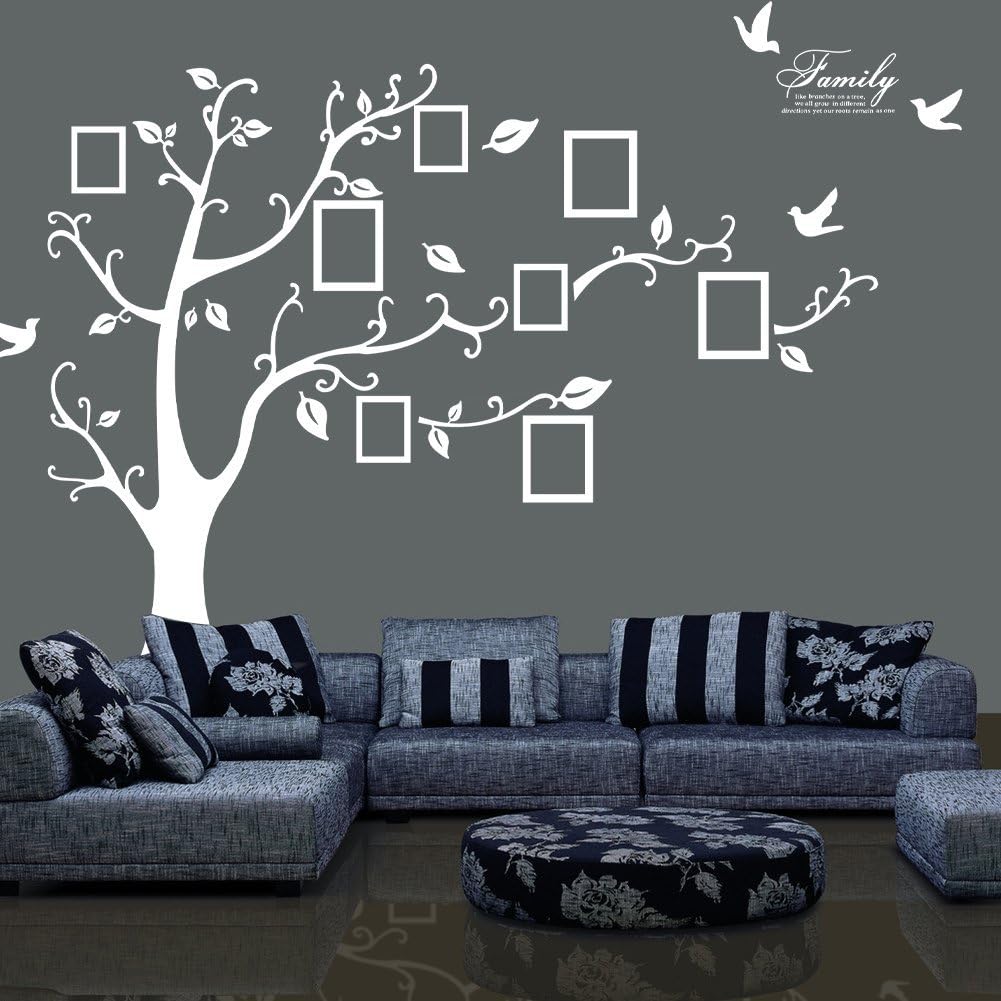 TT Marketing Photo frame tree wall stickers Tree wall Decor Removable Wall Decor Decal Stickers for livingroom/gallery/family/office/study rooms decor (WHITE-RIGHT)