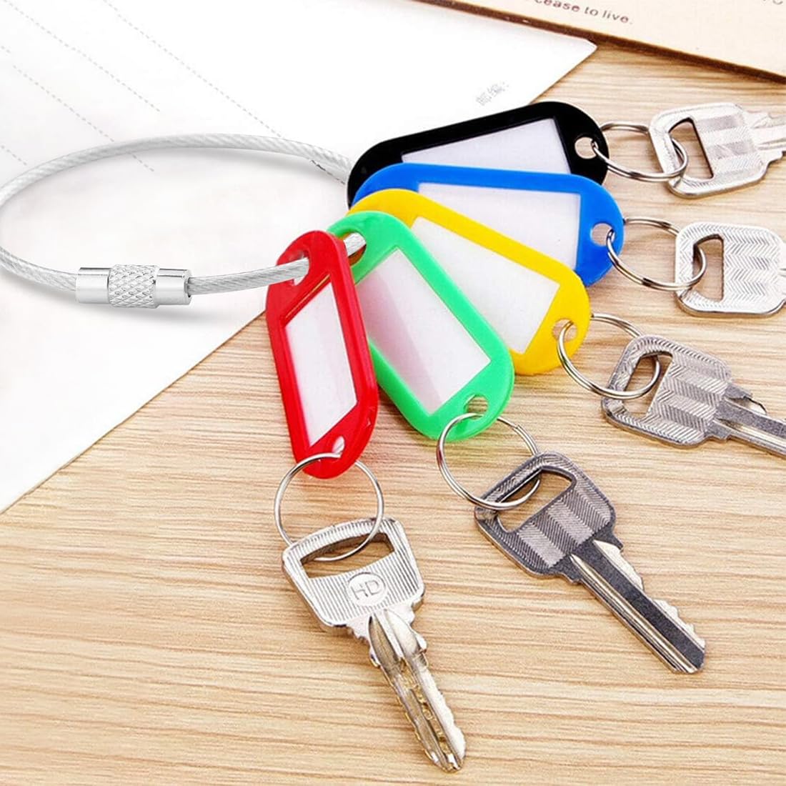 5pcs Filo Portachiavi Cavo in Acciaio Inossidabile Portachiavi Ad Anello Per Outdoor Escursionismo