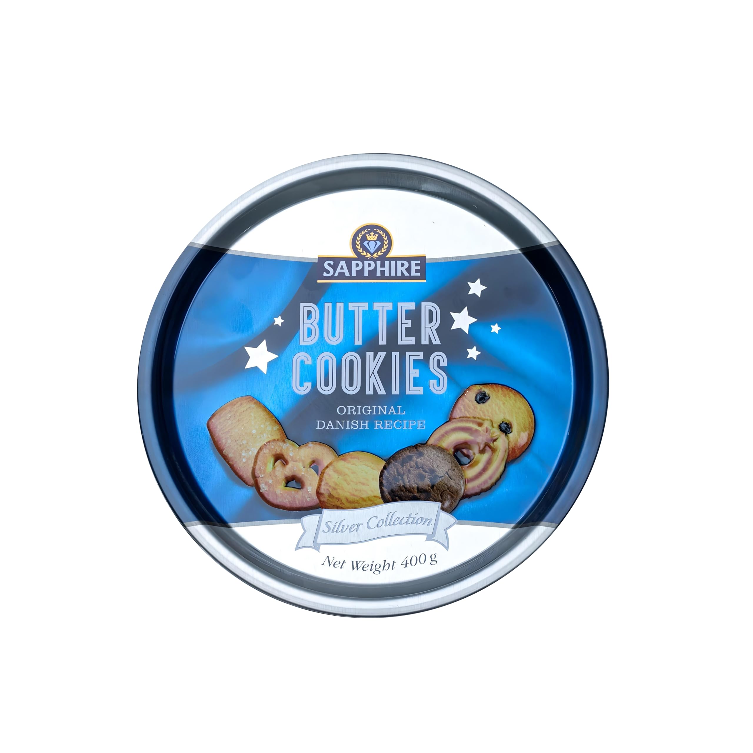 Sapphire Butter Cookies Silver Collection 400g | Danish Butter Cookies | Cookies Gift Pack | Butter Cookies Tin Box | Gift Hamper For Family & Friends (B00M84PS94) Amazon Price History, Amazon Price Tracker