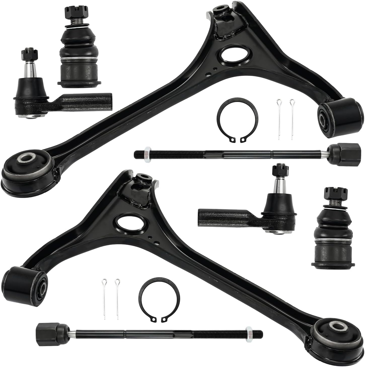 8pc Front Left Right Lower Control Arms Suspension Kit w/Ball Tie Rod End Sway Bar Link for Taurus 1998-2007, Sable 1998-2005, Replace for K80412 K80411