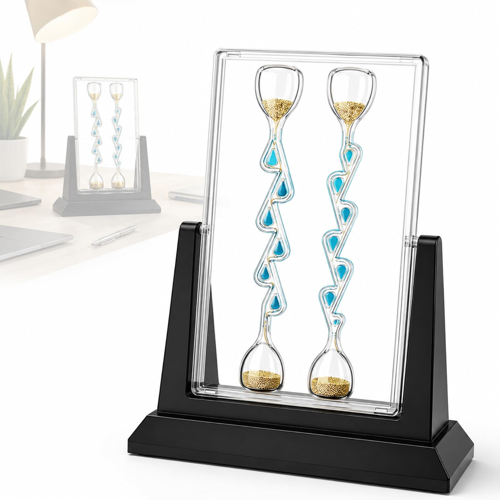 AMQYDT Fluid Flow Demonstrator, Unidirectional Flow Hourglass With 137.5° Bifurcation Angle, 7-level Channel And Anti Static Abs Frame For Stem Physics Teaching And Desktop Display