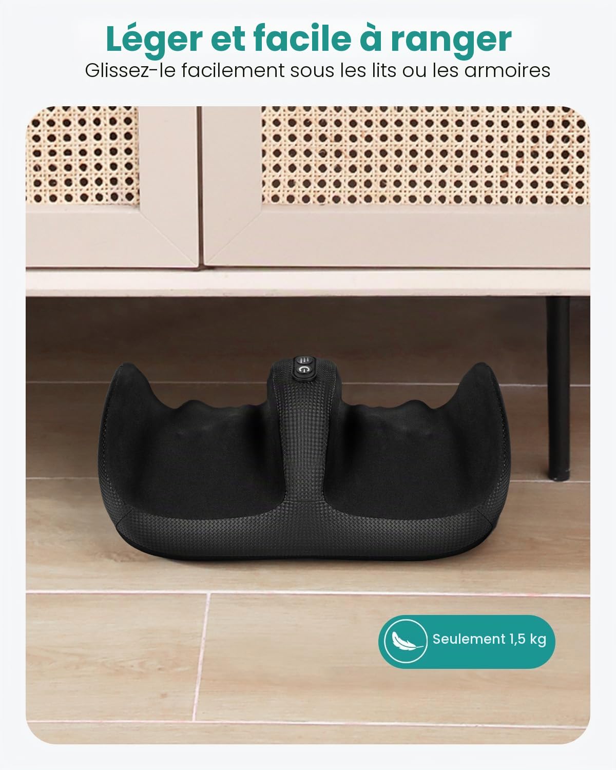 Nekteck Masseur de Pieds avec Chauffage et Rouleau, Appareil de Massage Pieds Shiatsu avec 3 Intensités, Soulage Douleurs, Masseur de Jambes pour Bureau/Maison, Cadeau pour Femmes, Hommes, Maman, Papa