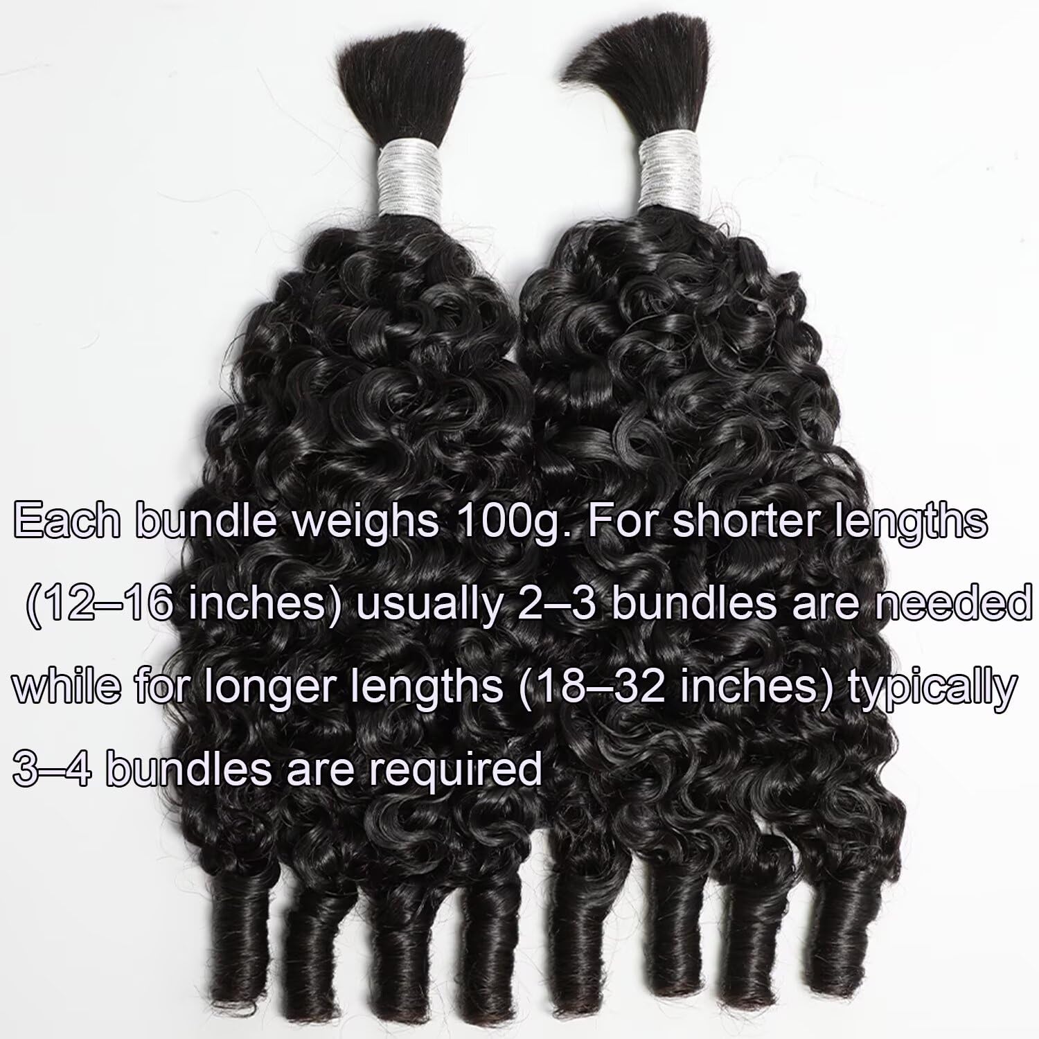 Lemoda Human Hair Braiding Extensions, Burmese Curly Spiral Ends