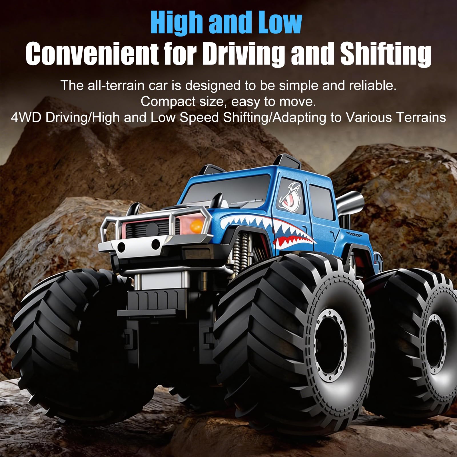 Macchina Telecomandata per Bambini, 2.4GHz 4WD Impermeabile Doppio lato Monster Truck Veicolo Anfibio Telecomandato con Sensore Gesti, Off-Road Auto RC per Sabbia, Prato, Acqua e Terreno