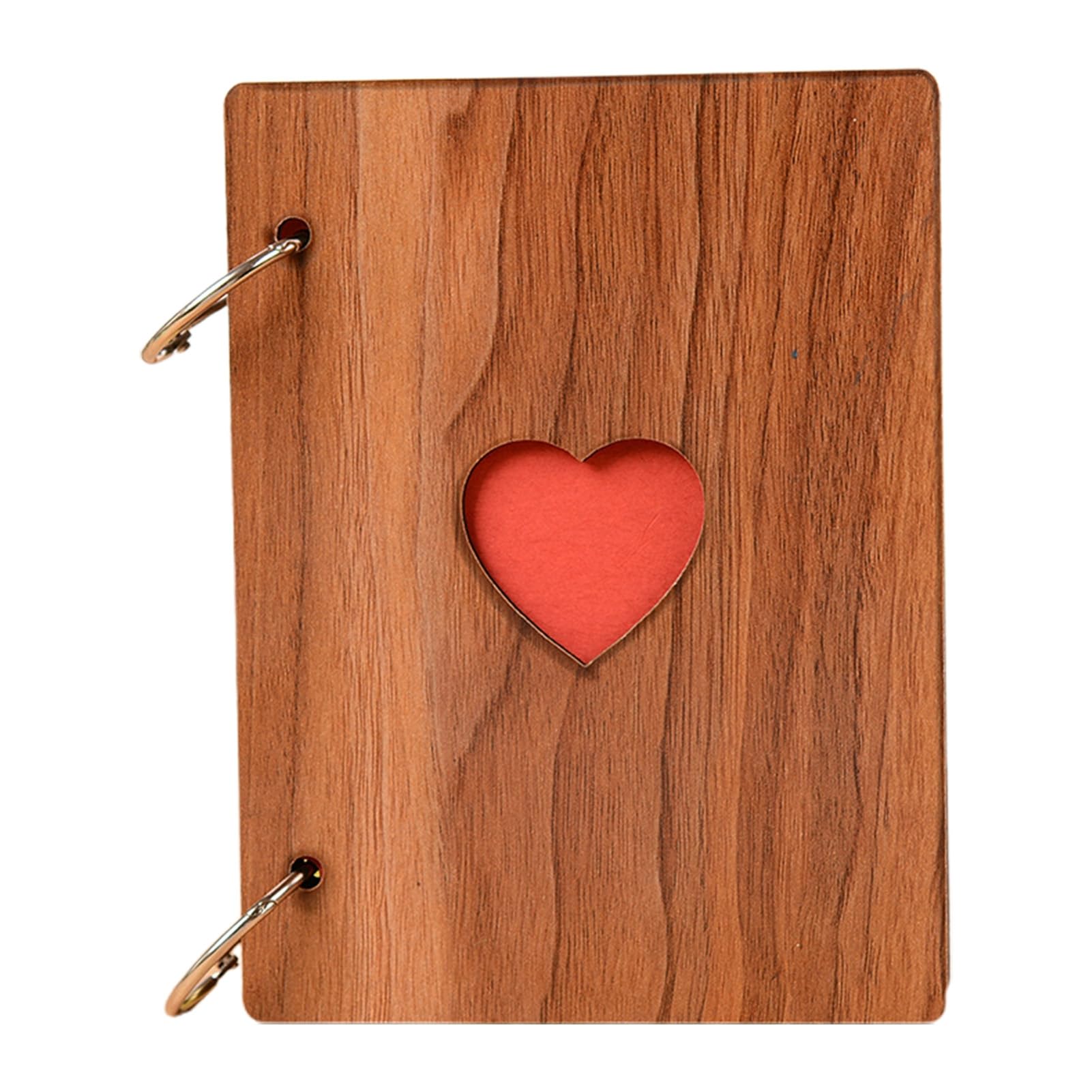 matumou 6inch Heart Wooden Photo Album Loose- Baby Growth Family Memory DIY Book