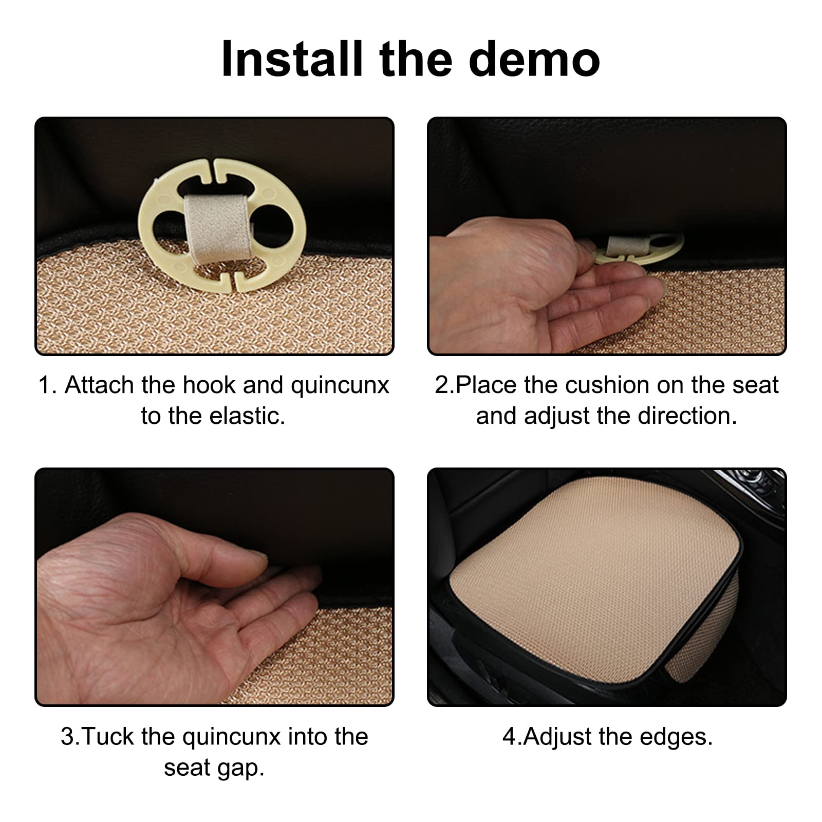 ALI2 2 Pezzi Cuscino per Sedile Auto, Copertura Universale, Copri Sedile Auto, Comodo e Fresco Rivestimento Auto, Beige