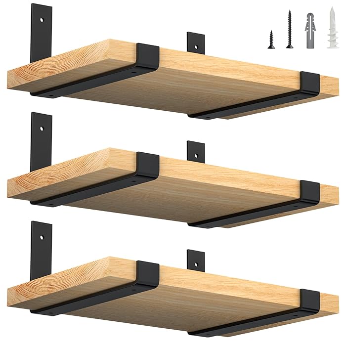 Buy 12 Inch Wall Shelf Brackets (Fit 11.25" Board) 6Pack, Heavy Duty Black Iron, Garage