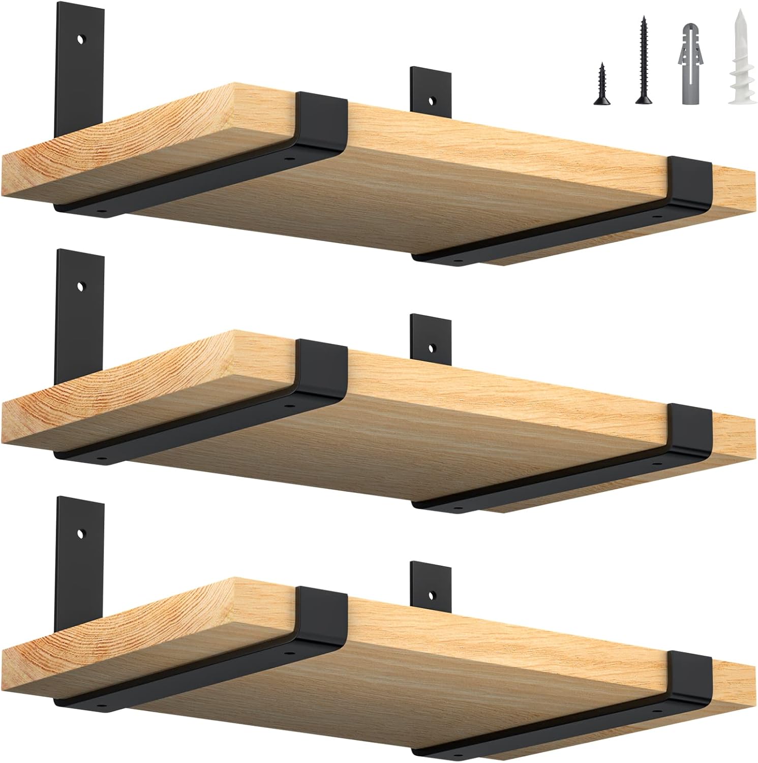 LuckIn 12Inch Metal Shelf Brackets, Heavy Duty J Bracket with Lip for