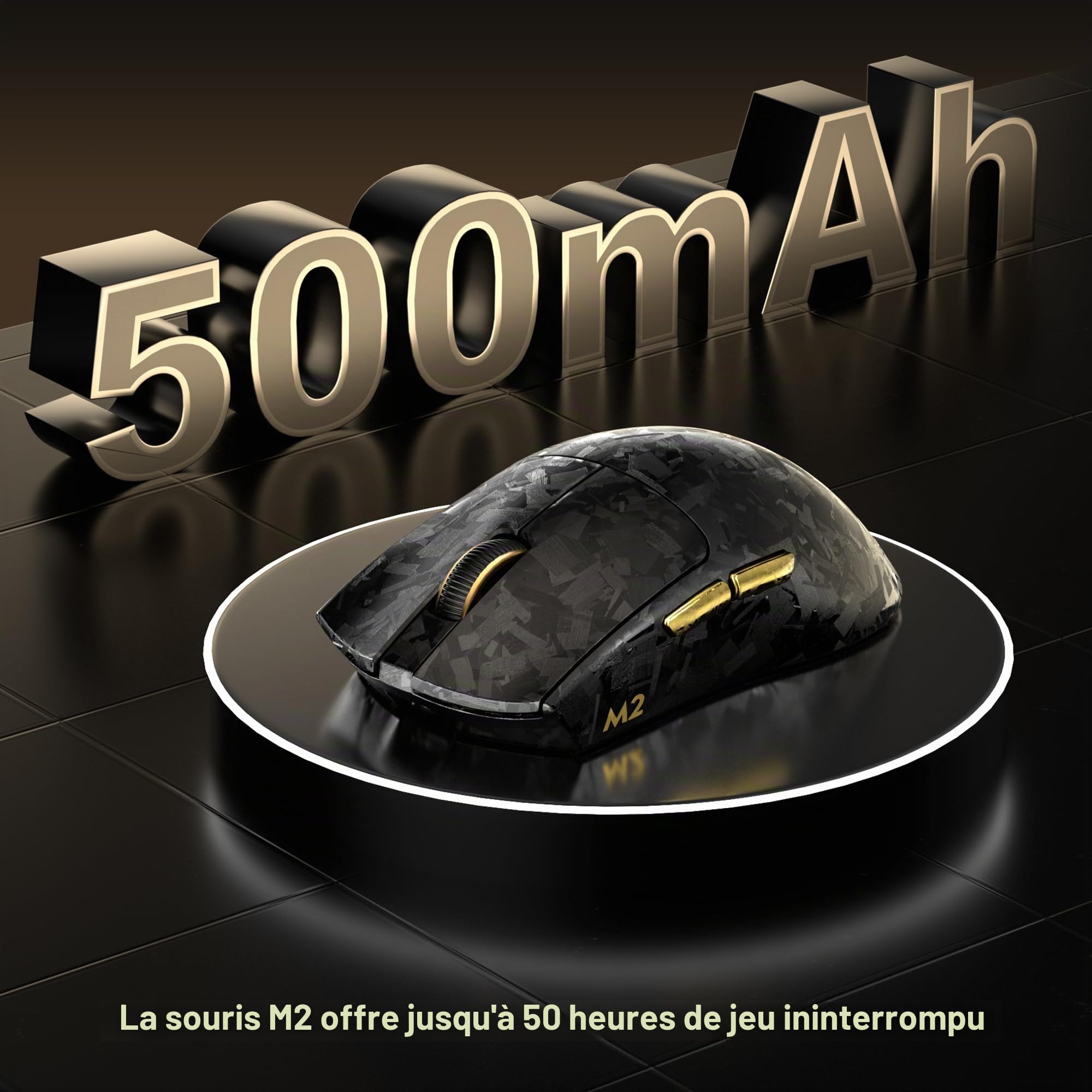 YUNZII M2 Souris Gamer sans Fil Dual 8K PAW3395, DPI 6 Niveaux (Noir)