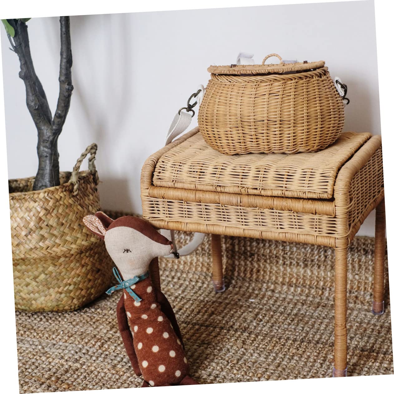 POPETPOP 2 Pièces Panier De Vélo Panier De Vélo pour Enfants Paniers De Rangement avec Couvercles Panier De Vélo avec Couvercle Panier De Vélo en Osier De Pique- Vélo Vélo pour