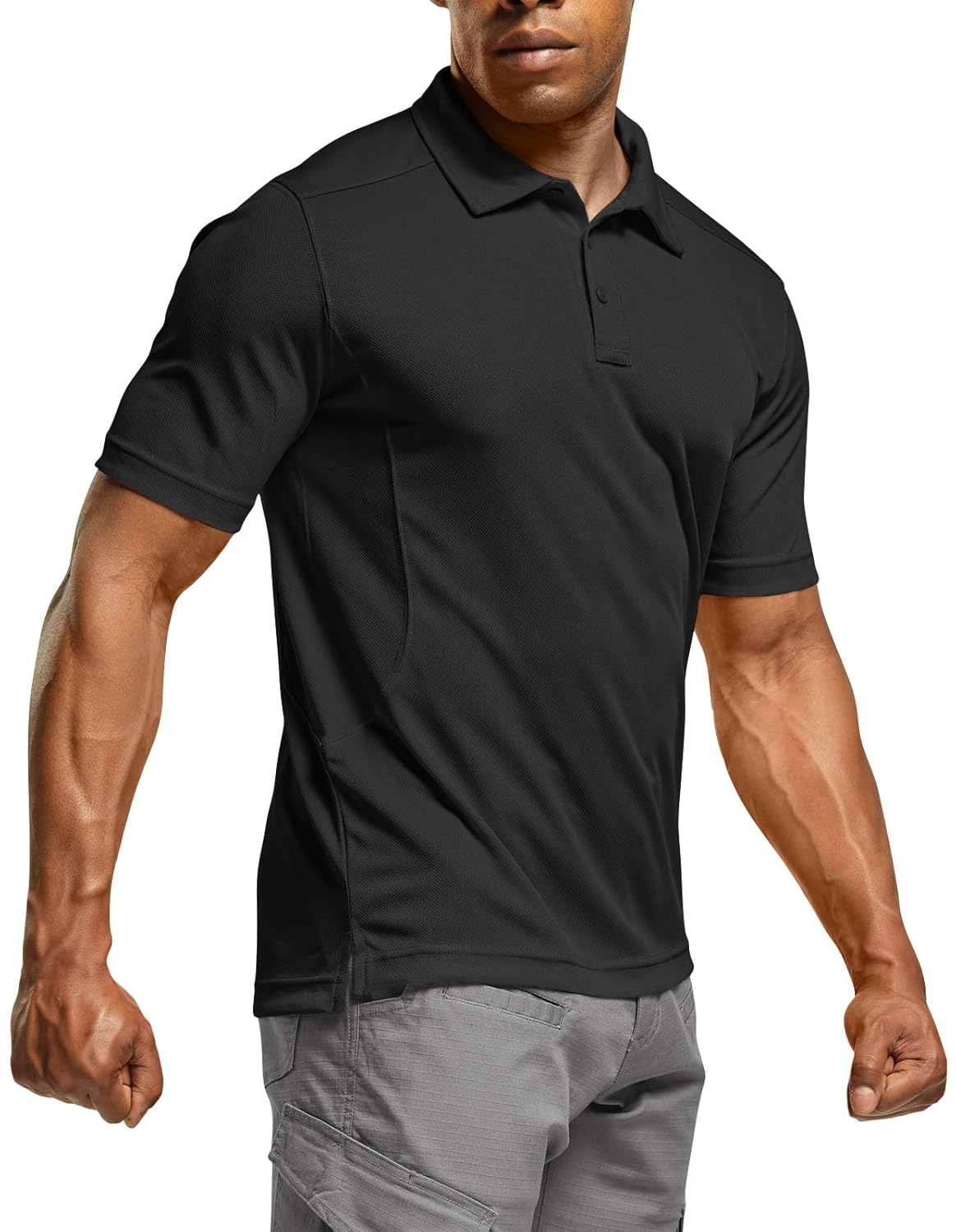 CQR Men’s Polo Shirt, Long and Short Sleeve Tactical Shirts, Dry Fit Lightweight Golf Shirts, Outdoor UPF 50+ Pique Shirt