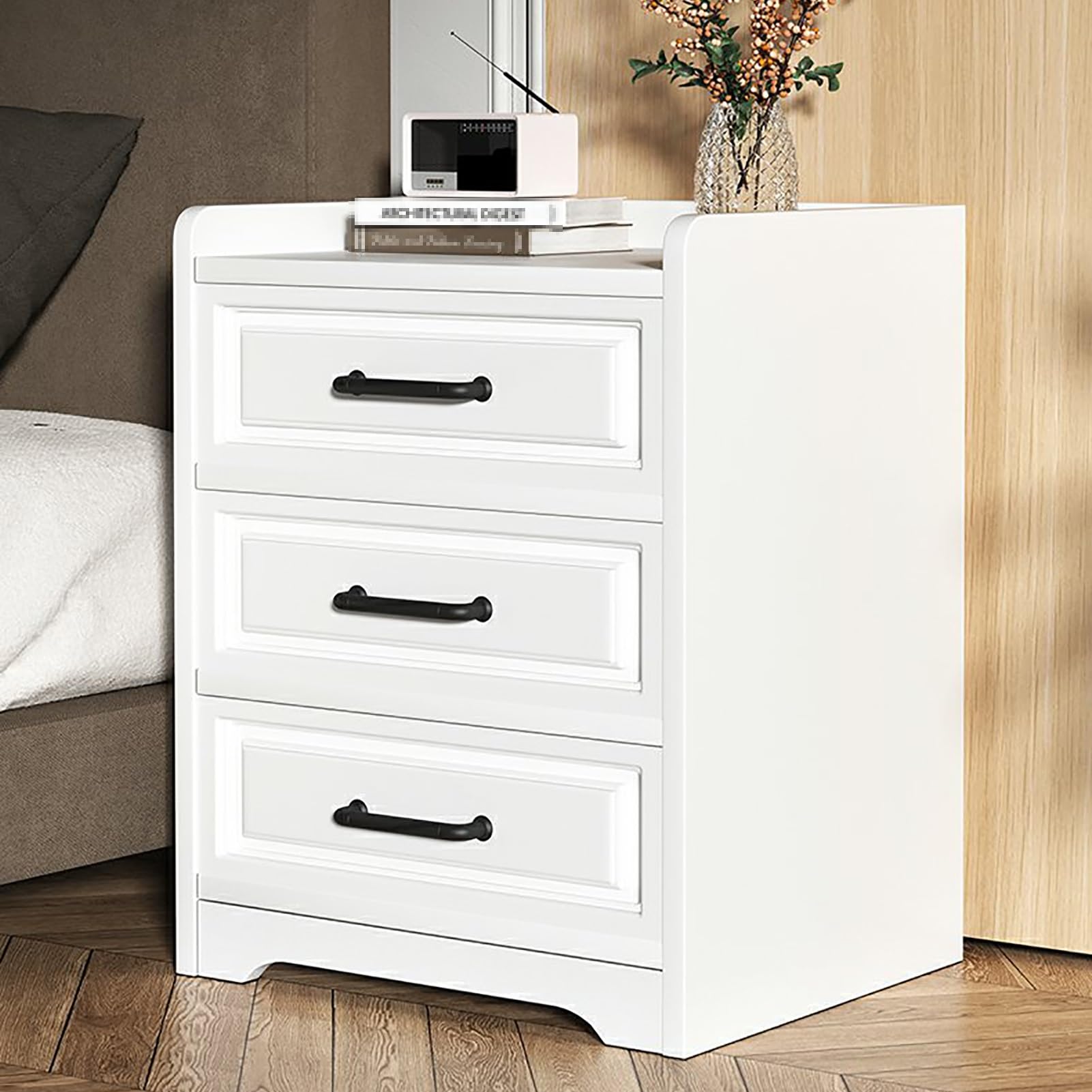 Bedside Table for Bedroom, Nightstand, Modern Bedside Desk With Drawer and Open Storage Shelf, Side Cabinet, Bed end Table, Bed end Table Narrow, for Bedroom, Living Room (Color : White, Size : 40x3