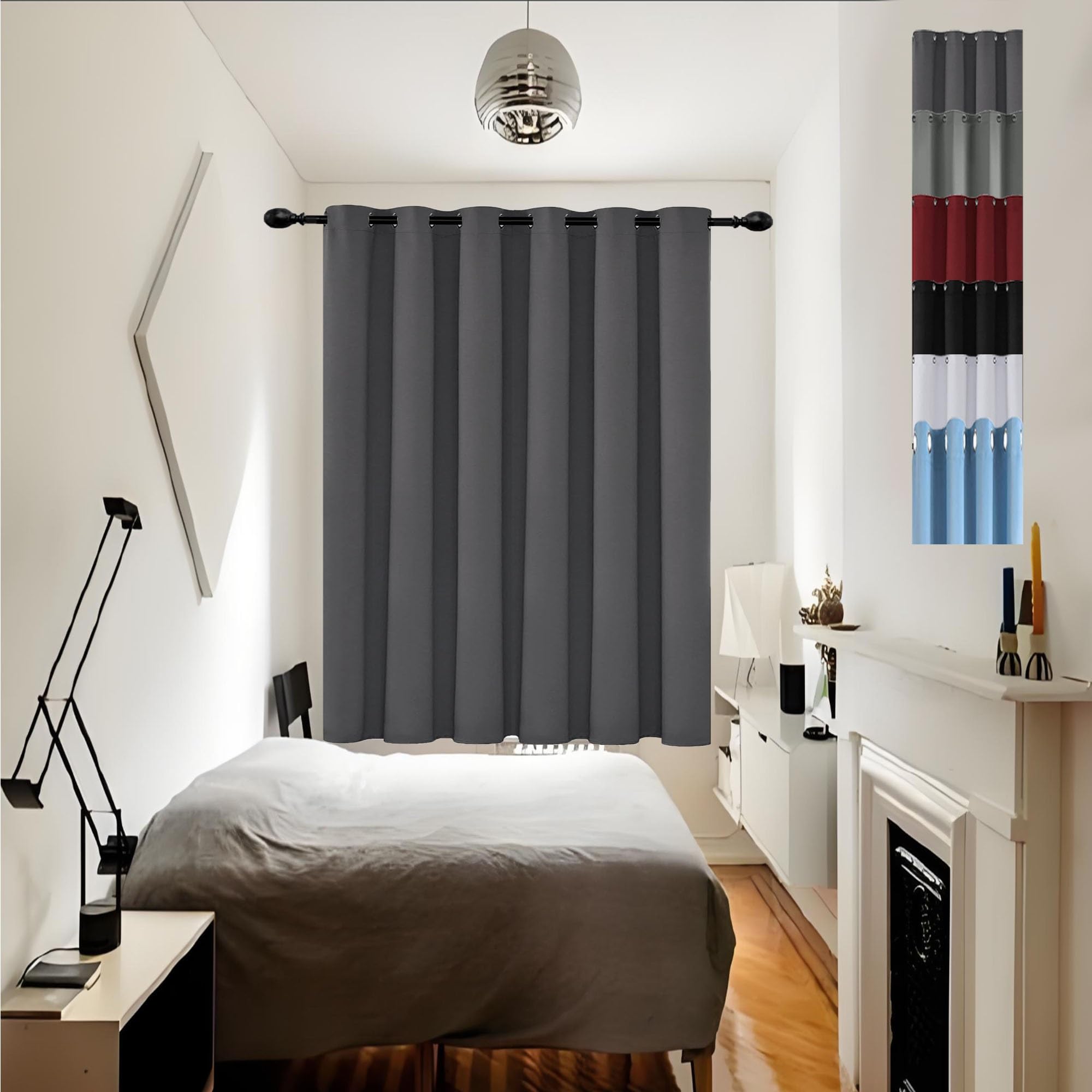 GOUSUN Pencil Pleat Curtains 210 x 95 cm Super Soft Pencil Pleat Thermal Insulated Curtains Thermal Insulated Crushed Velvet Curtains for Bedroom,1 Panels, Dark Grey