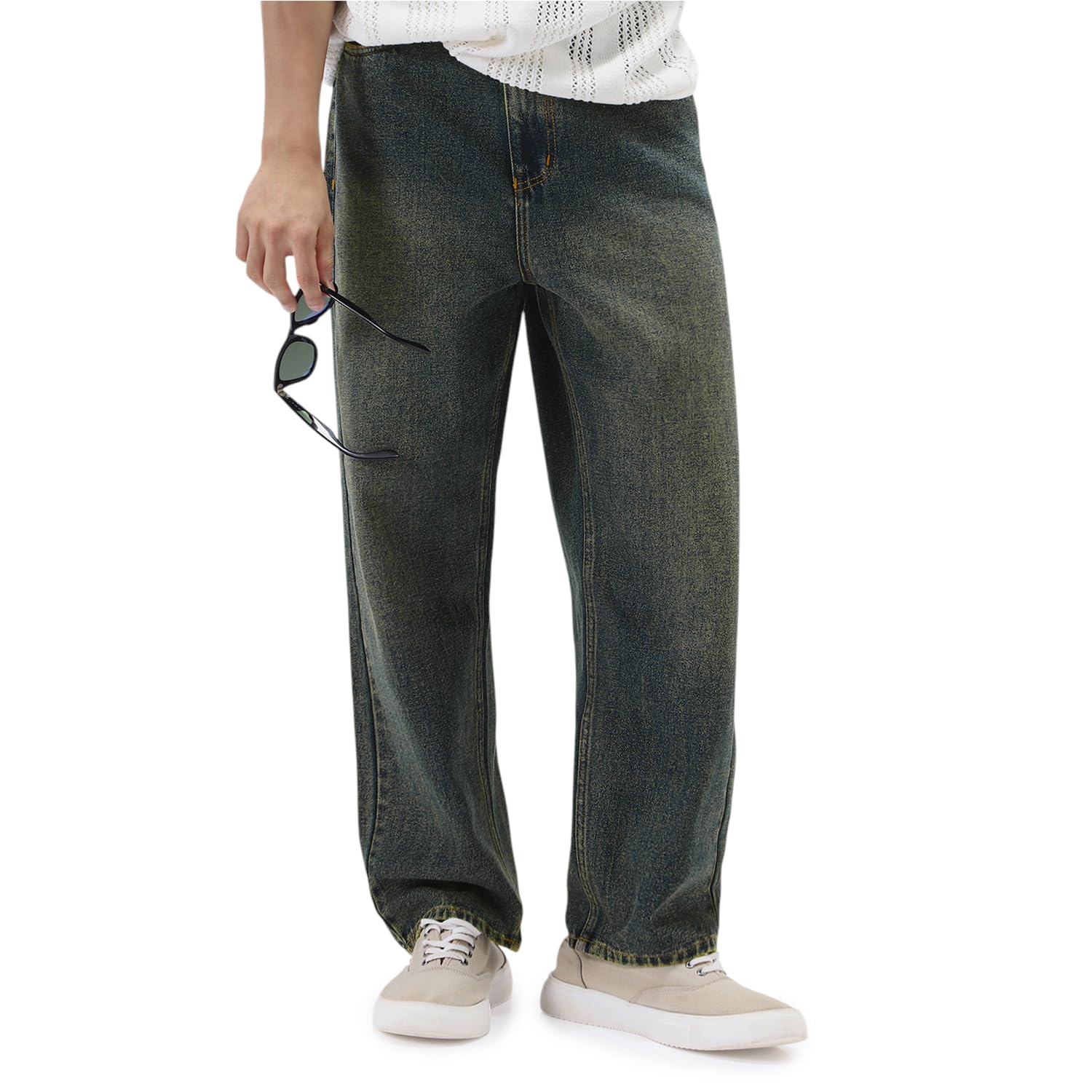 urbano fashion Men's Loose Baggy Fit Heavy Washed Jeans Non-Stretchable-picture-27