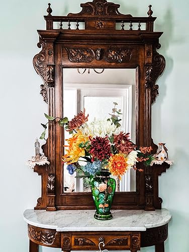 Miniatura 7 de YiRonCins 3 piezas de flores artificiales de Navidad de crisantemo naranja real al tacto de 30 pulgadas de largo, flores de tallo largo de imitación