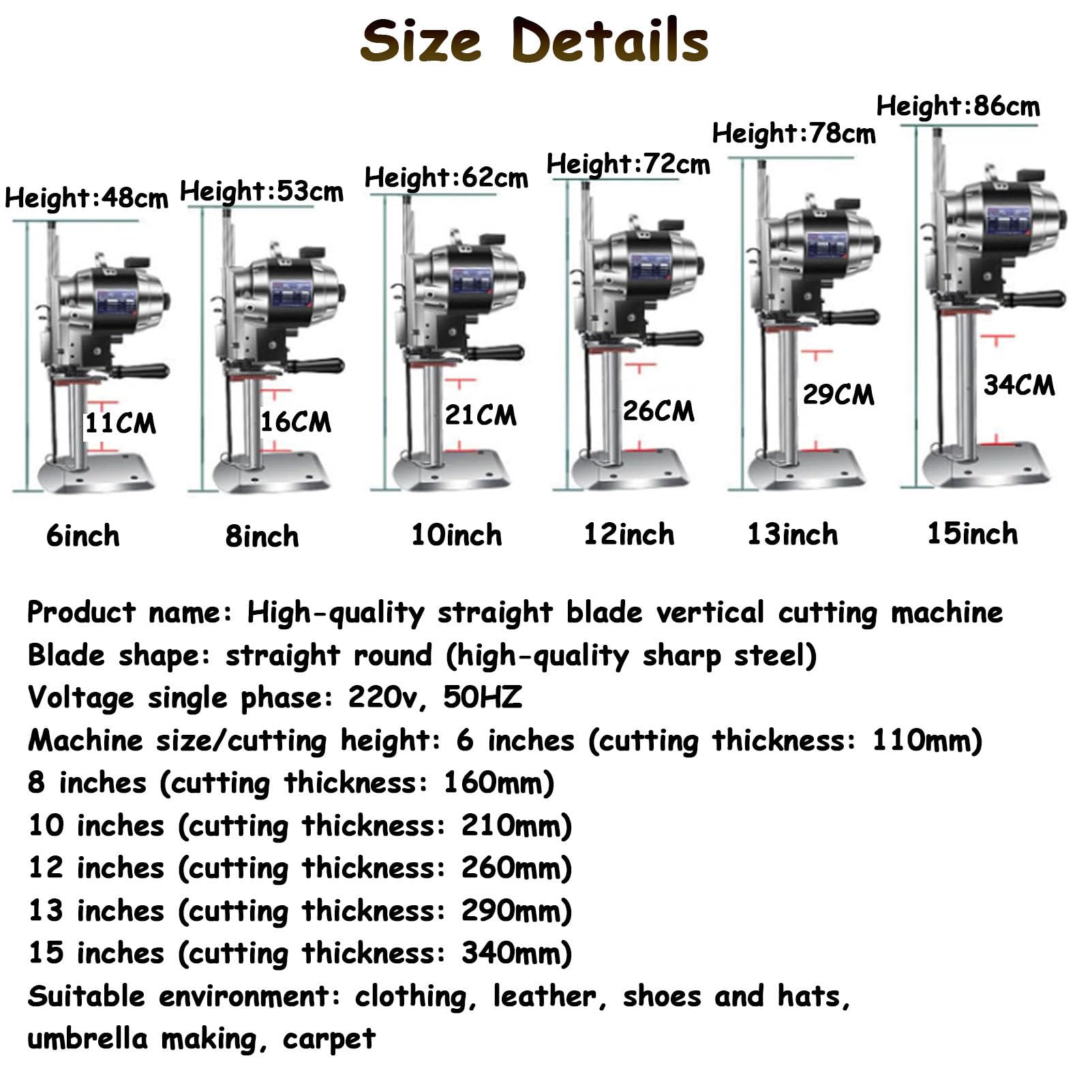 Machine De Découpe De Tissu Électrique avec Lumière LED Et Affûtage Automatique, Idéale pour Les Vêtements, Le Cuir Et Le Papier, 38 Cm (15 Pouces)