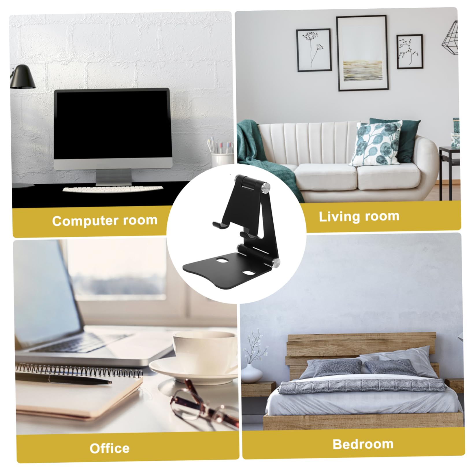 Didiseaon 2piezas Soporte De Escritorio Ajustable para Móvil y Tablet De Aleación De Base Antideslizante Compatible con y Smartphones Color Negro para Videos y