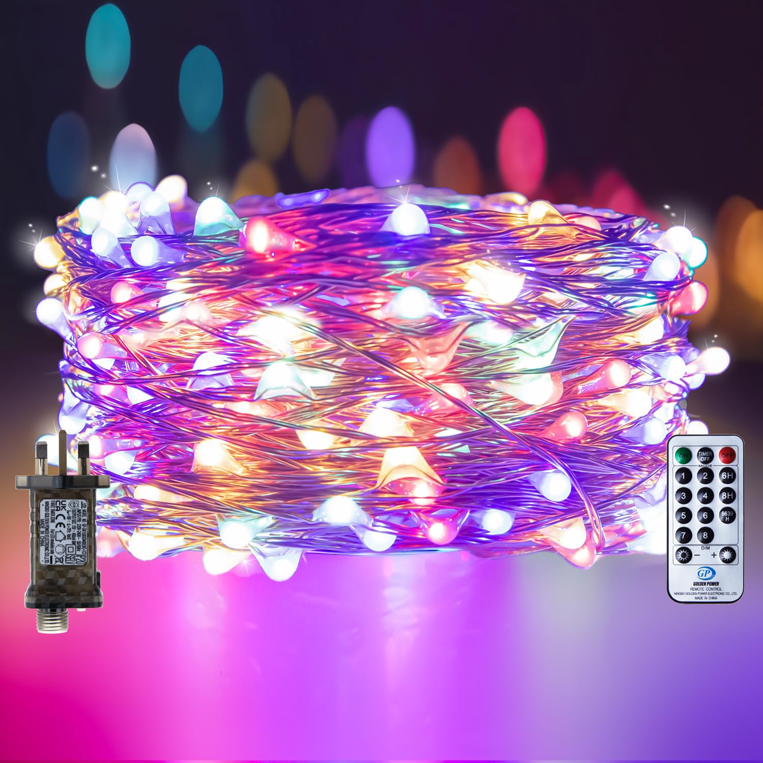 Rcstarry Multicolor Fairy Lights Plug In, 10M 100Led Copper Wire Fairy Lights 33Ft Led Fairy String Lights Mains Powered With Remote, Timer, 8 Modes, Memory, Waterproof For Indoor Outdoor Decor