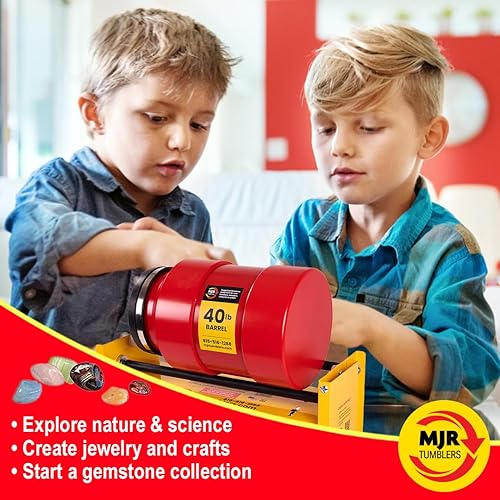 Miniatura 2 de MJR Tumblers Pulidor de Rocas de Uso Comercial de 40 libras. Capaz de Funcionar con 18 Tamaños y Combinaciones de Tambor Diferentes. Calidad,