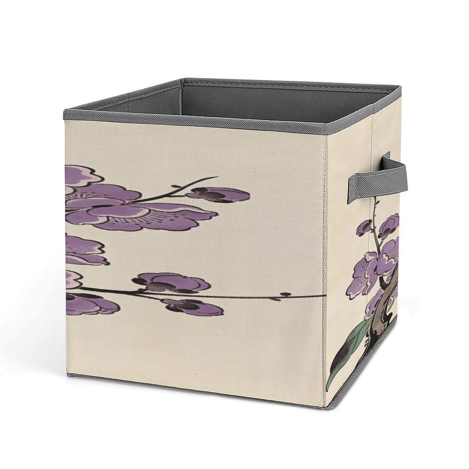 VstaDank Purple Branches in Spring's Rhyme Storage Bin Collapsible Storage Cubes Organizer Oxford Cloth Storage Box with Dual Handles Large Stackable Closet Storage Bins for Sheets Hat Sweater