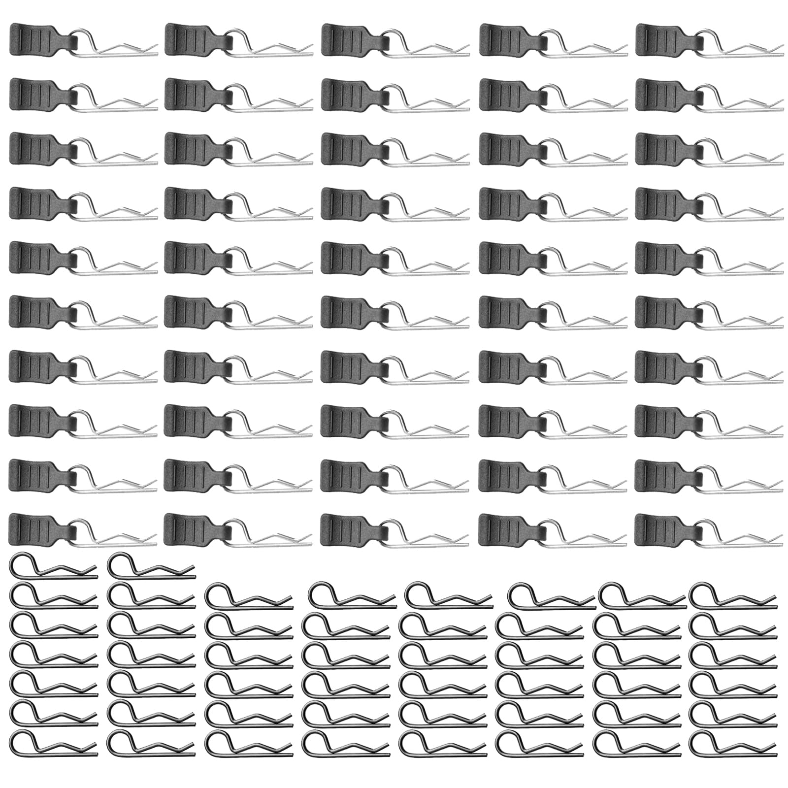 50-sets Universal RC Car Body Shell Clips RC R-type Pins with Pull Tabs compatible with All 1/16 1/18 RC Vehicles Truck Buggy Shell Replacement Parts