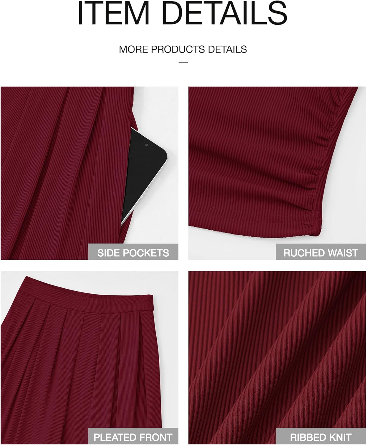 BTFBM Womens 2 Piece Outfits Spring 2026 V Neck Cap Sleeve Ruched Top Wide Leg Pants Sets Rib Knit Lounge Matching Set - Image 6