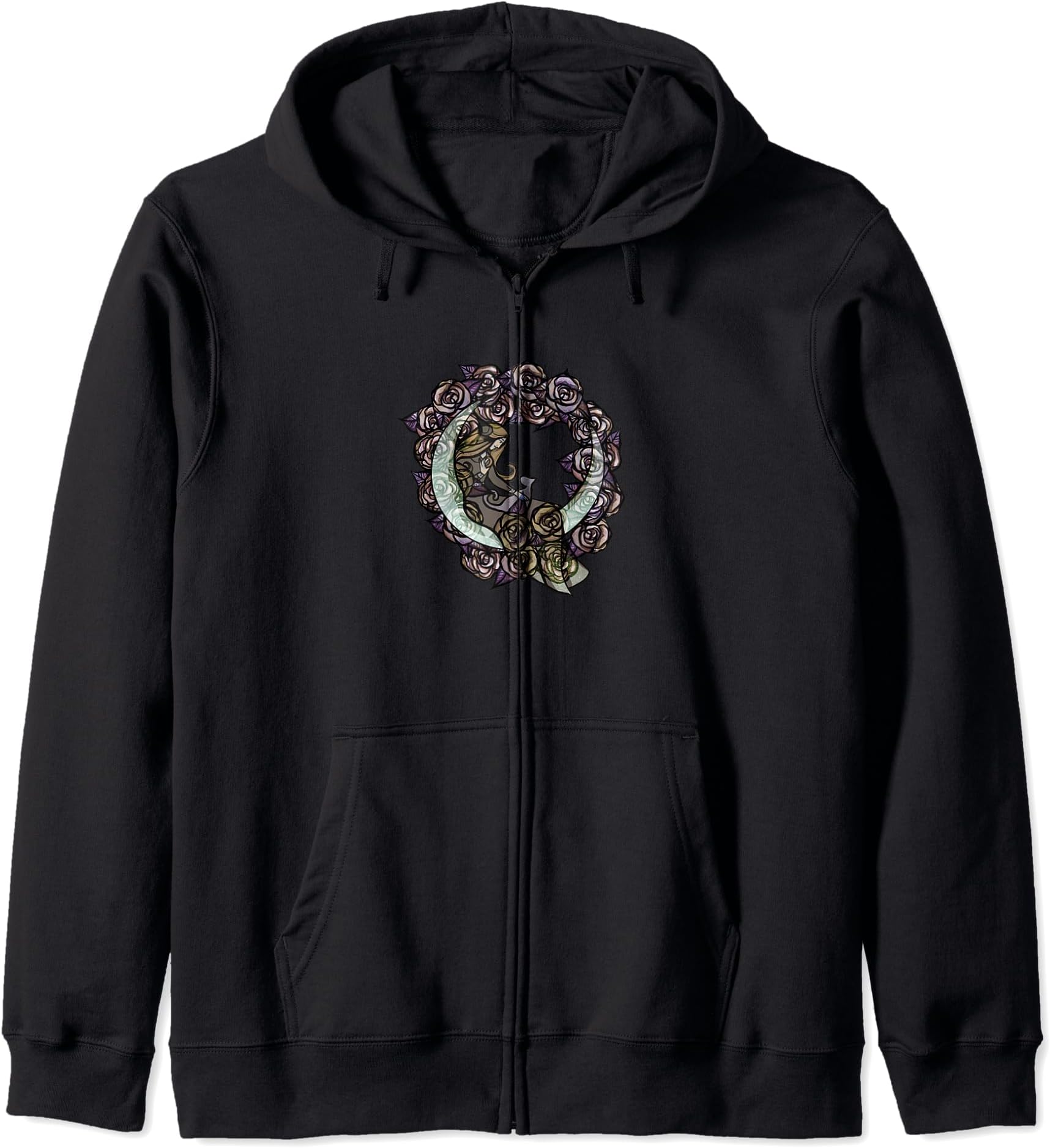 Mauve Moon Child Moon Cat Goddess Art Zip Hoodie