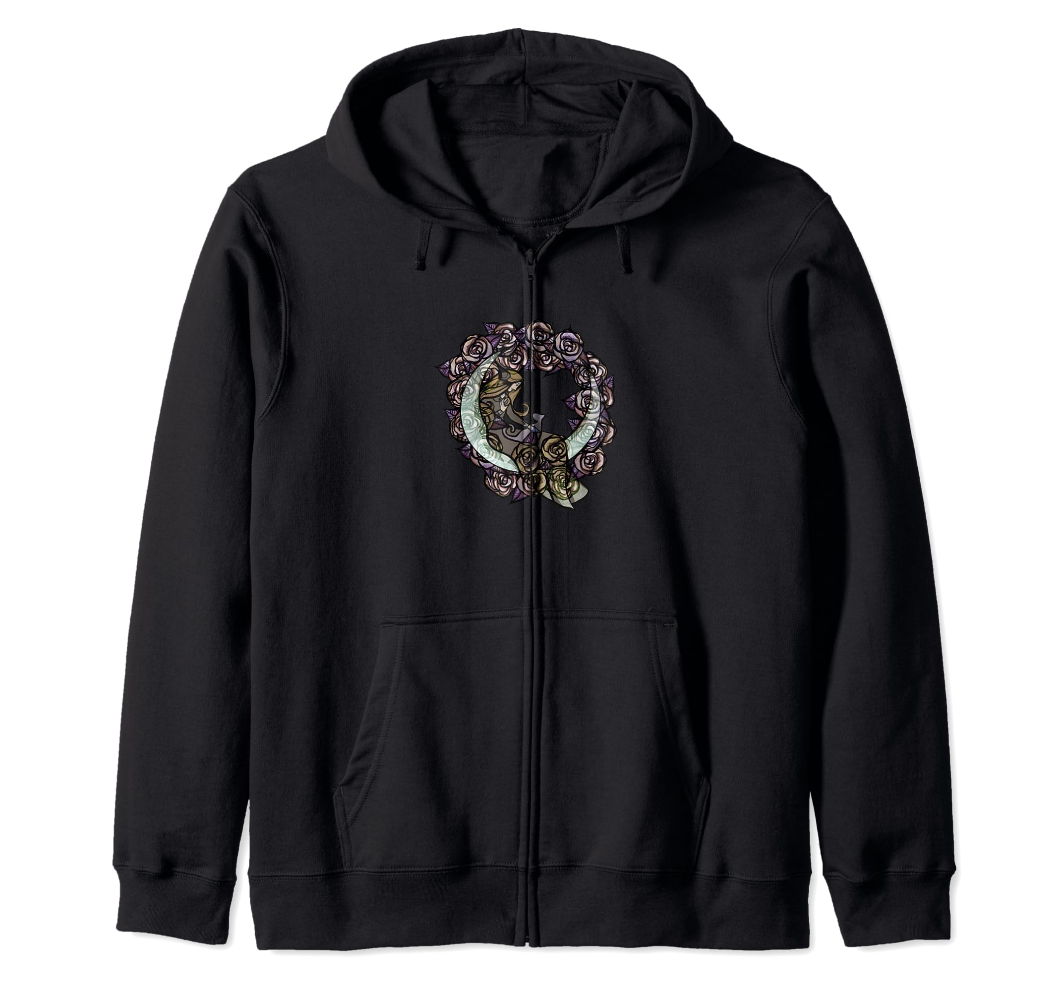 Mauve Moon Child Moon Cat Goddess Art Zip Hoodie
