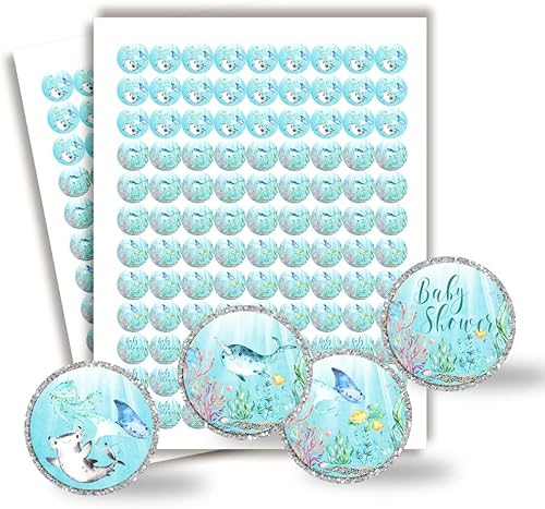 Amanda Creation - Etiquetas adhesivas subacuáticas para baby shower, 300 calcomanías circulares de fiesta tamaño 0.75 pulgadas para besos de gotas