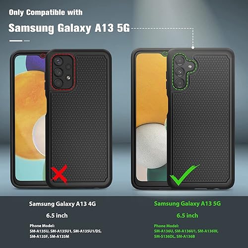 Miniatura 2 de Funda diseñada para Samsung Galaxy A13 5G con vidrio templado, funda tipo cartera para tarjeta, piel sintética de alta calidad, funda de poliuretano