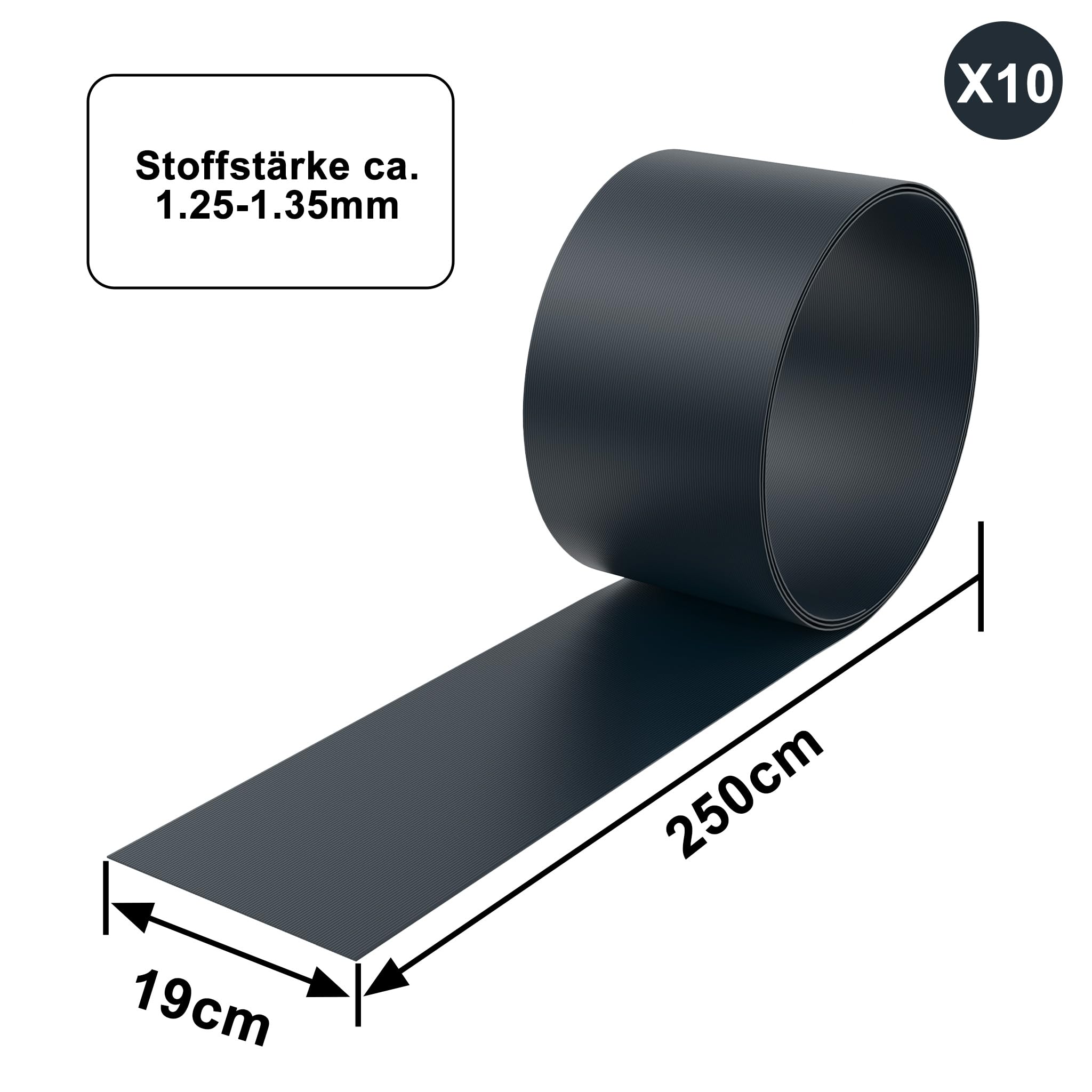 Sichtschutzstreifen Zaun Hart PVC Sichtschutz Rolle für Doppelstabmatten Zaun Blickdicht 2,5m x 19cm Wetterfest & Windschutz Zaunfolie für Garten Gartenzaun Balkon - Anthrazit - 30PCS