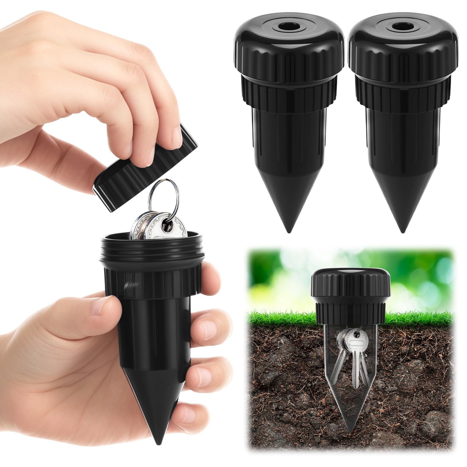 Lulobtg Black 3 Pcs Key Hider Realistic Sprinkler Head Waterproof Cash Holder Key Holder Outdoor Garden Yard Hiding Vault Case. Waterproof Corrosion And Impact Resistant