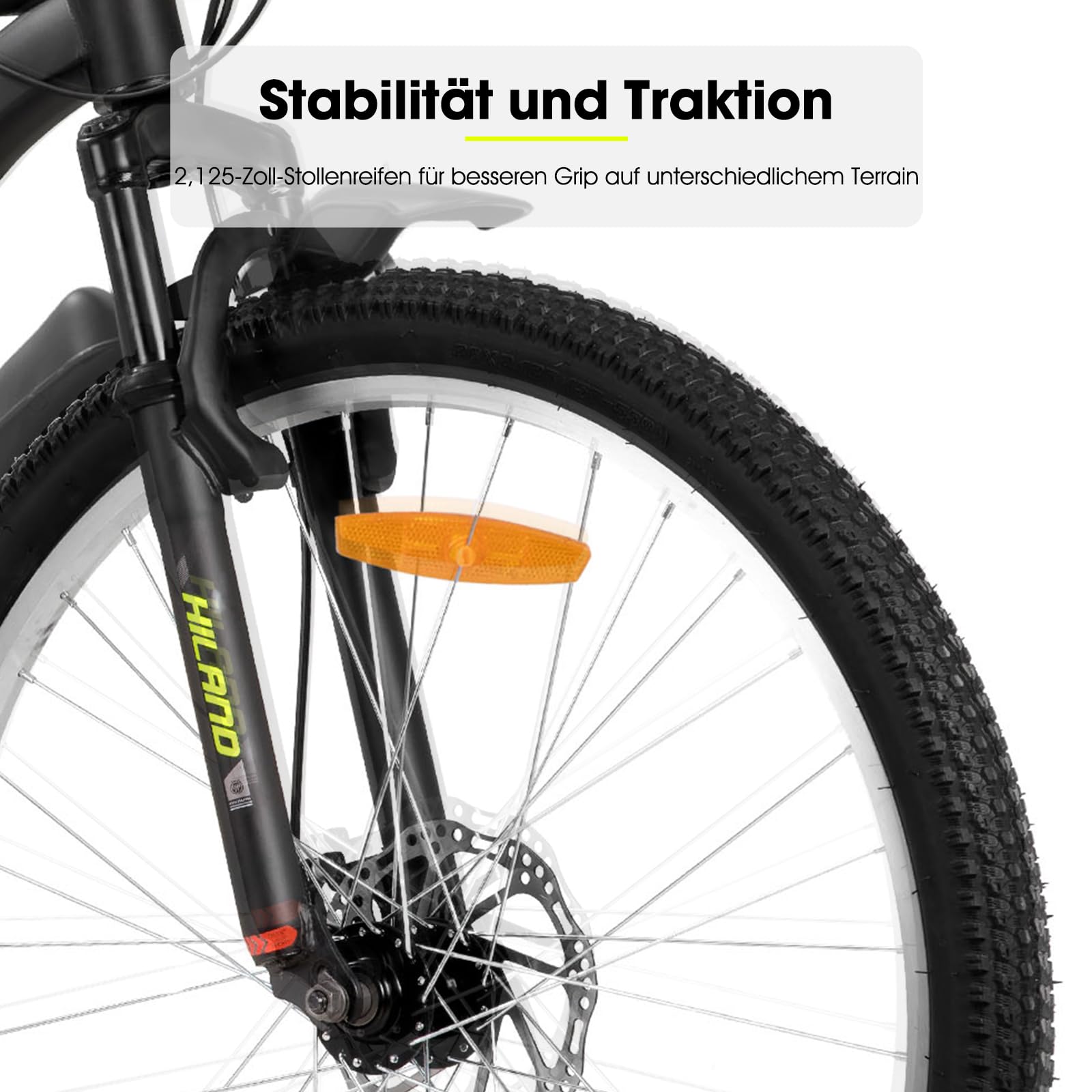 Hiland Rower górski 27,5", 18 biegów, dla mężczyzn i kobiet, MTB z podwójnymi hamulcami tarczowymi, 26", rower górski dla dorosłych z widelcem amortyzowanym, MTB dla mężczyzn i kobiet, żółty