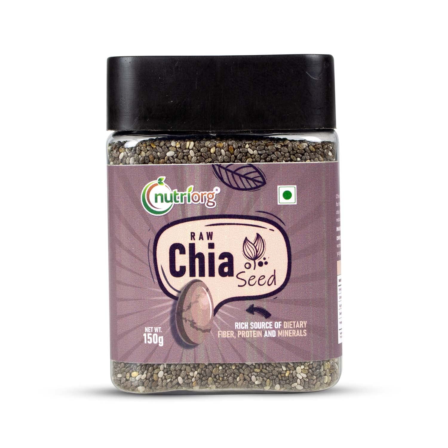 Nutriorg Raw Chia Seed 150g, Omega-3 Seeds for Eating | Non-GMO and Fibre Rich Seeds | Best for Weight Loss | Healthy Snacks (B0B6CJN396) Amazon Price History, Amazon Price Tracker