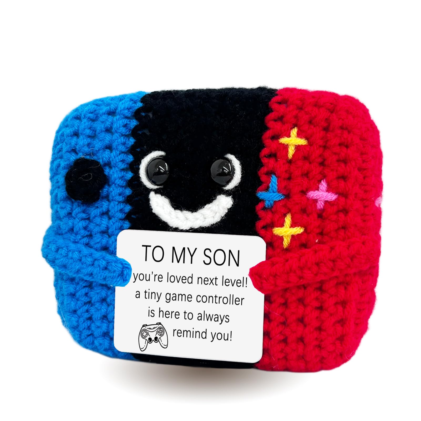 Kihraw かぎ針編みゲームコントローラー 息子ギフト お母さんのお父さんからの贈り物 かわいいハンドメイドかぎ針編みゲームコントローラー装飾 暖かい言葉カード付き 息子への誕生日卒業ギフトに