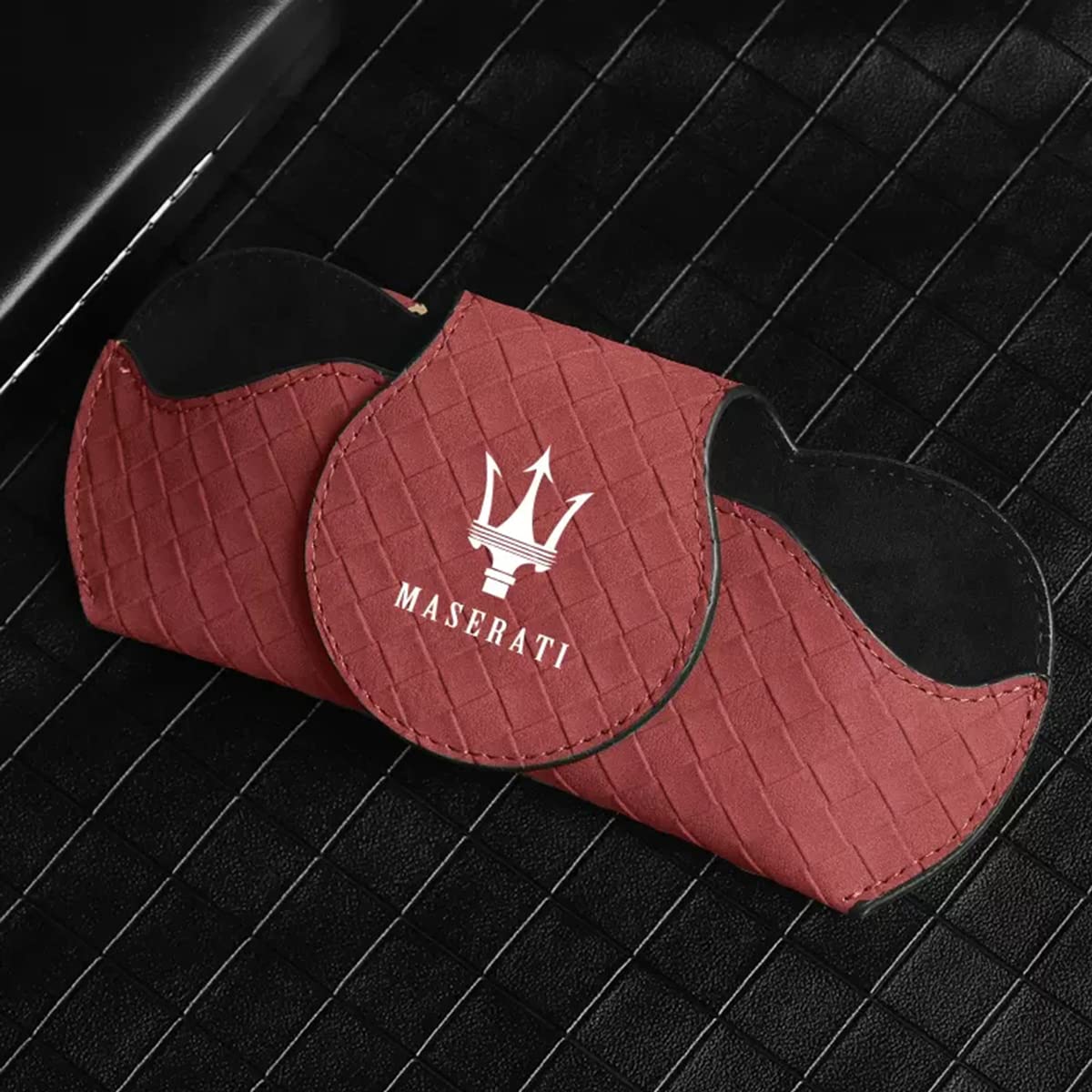 ABBYOUCar Glasses Case Glasses Holders Clip,Glasses Holder for Car Sun Visor, Auto Eyeglasses Storage Box for Maserati Ghibli Quattroporte Levante MC20 GranTurismo GTS MC12,06