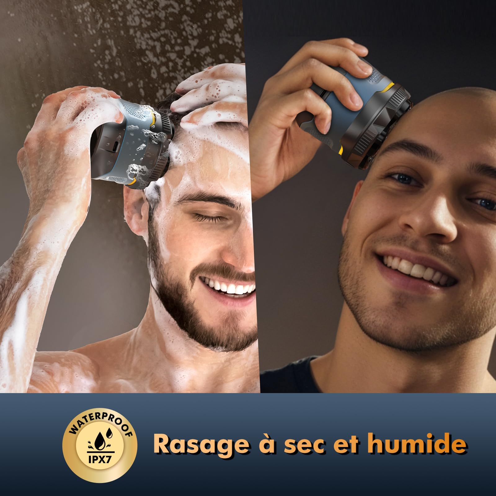 Rasoir Tête Chauve Homme 6D, Rasoir Électrique Homme Étanche IPX7, Tondeuse Crâne Chauve Sec & Humide,150 Mins d'Autonomie, Tête Magnétique, Écran LED Shaver, Idée Cadeau Homme