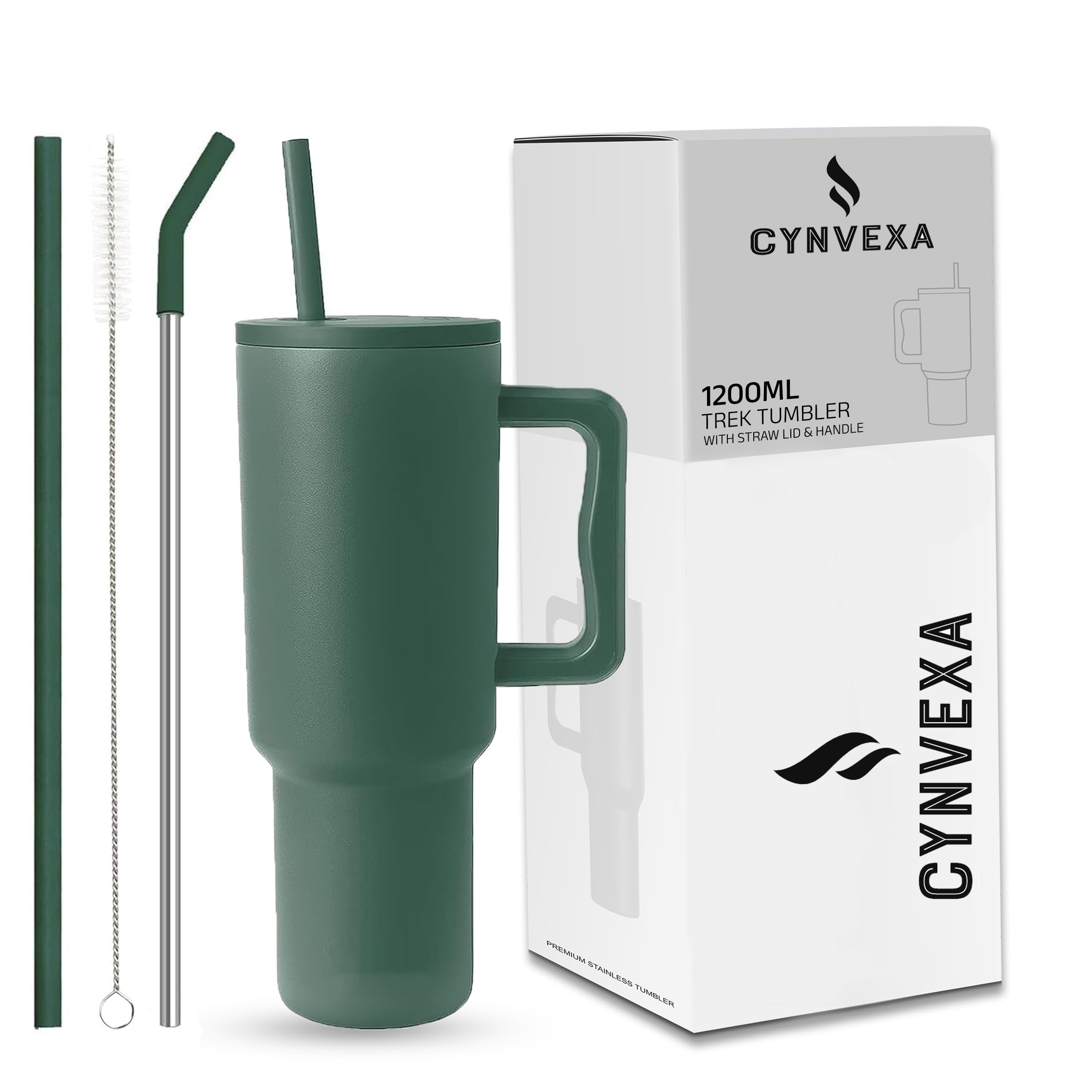 Tumbler with lid and Straw 1200ML Cup Stainless Steel Vacuum Insulated Tumbler for Water, Iced Tea or Coffee 1.2L Office Gym Travelling (40 - Oz - Forest)