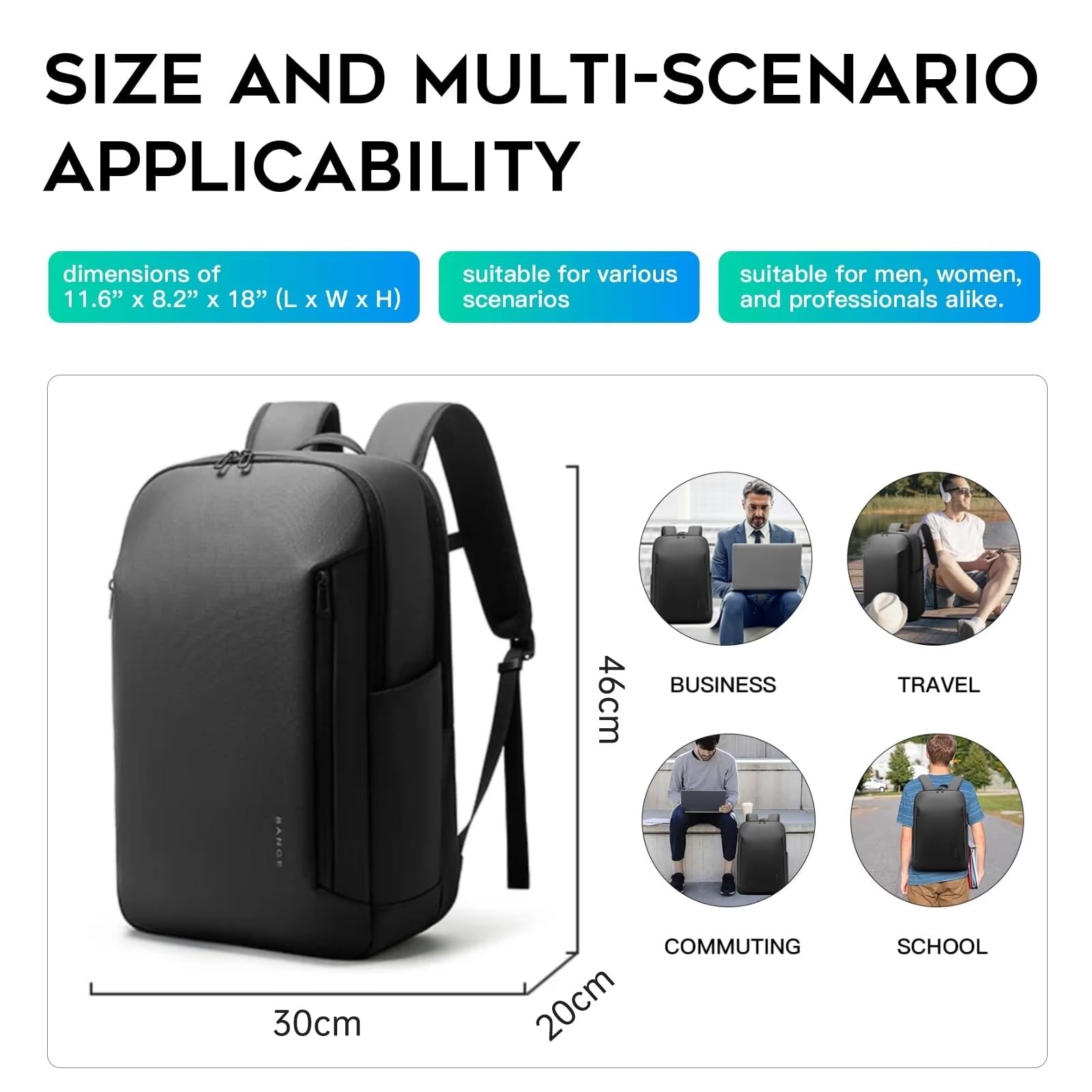 Mochila escolar Zaino per Laptop da 15,6 Pollici, Multitasca Idrorepellente, Viaggi d'Affari, Navette in Ufficio E Uso Casuale Giornaliero