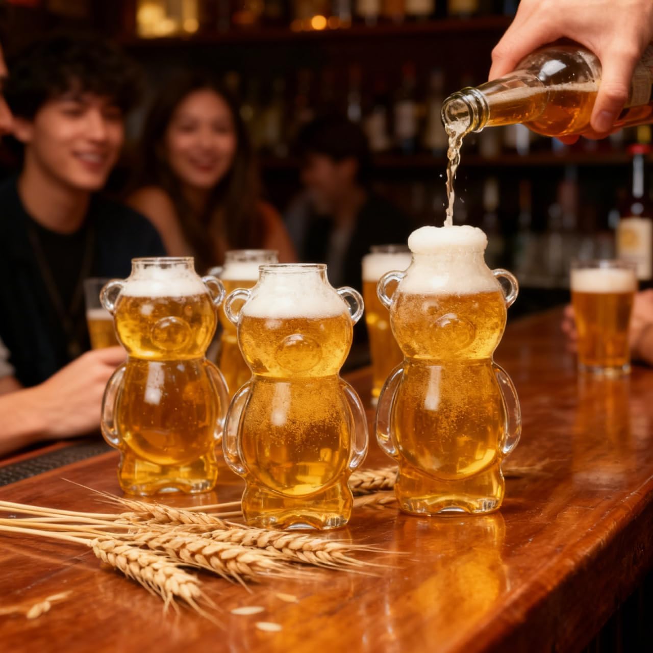 Cabilock Bear-Shaped Drinking Glass Cup, Clear Vessel with Thickened Base