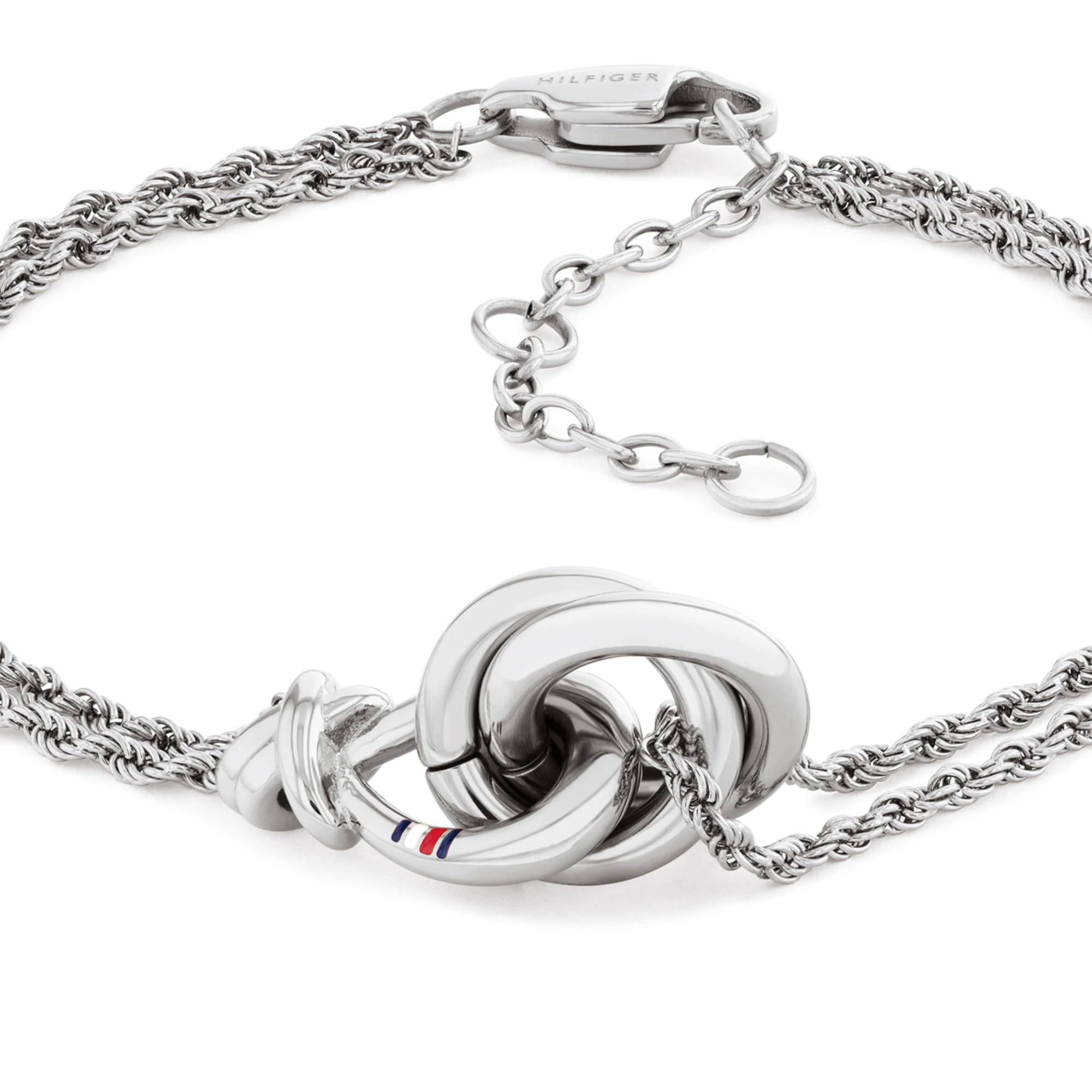 Tommy Hilfiger Jewelry Pulsera de Doble Cadena para Mujer en Acero Inoxidable con Nudo Marinero – Disponible en Plateado, Dorado o Bicolor