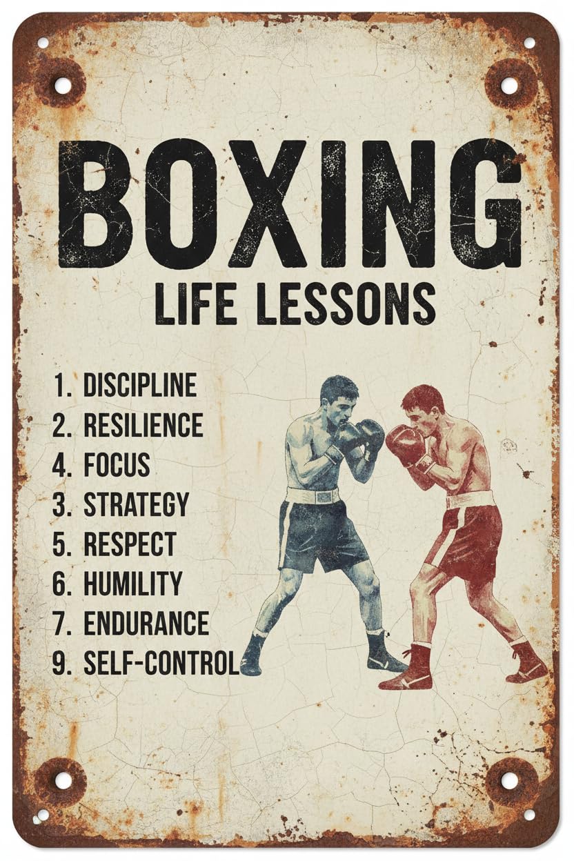 Inspirational Boxing Life Lessons Tin Sign, 8x12 Inch