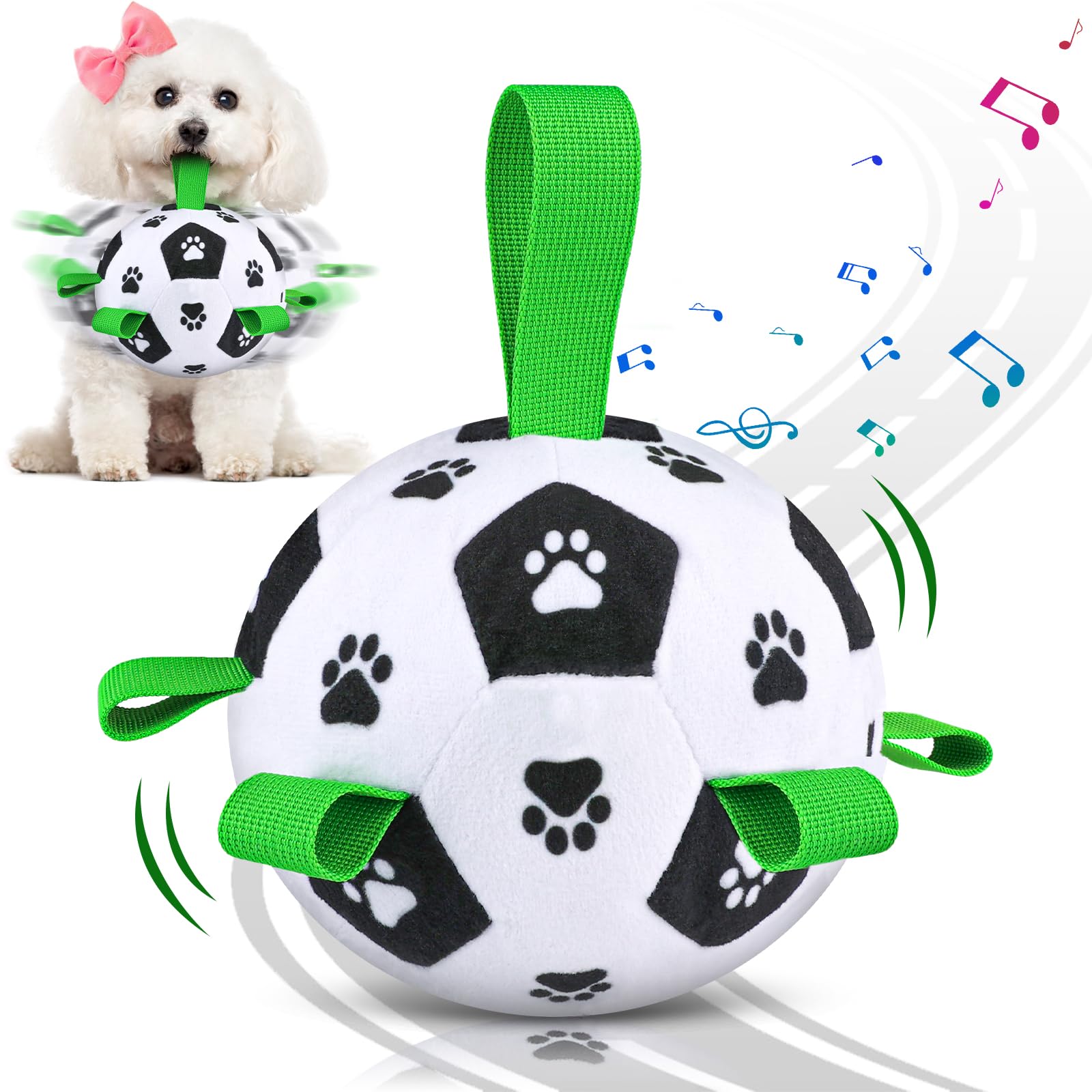 QDAN Interactive Dog Toys, Moving Dog Balls with Straps, Remote Control, Jumping Rolling Bouncing Soccer Ball for Dogs for Small Medium Large Pet