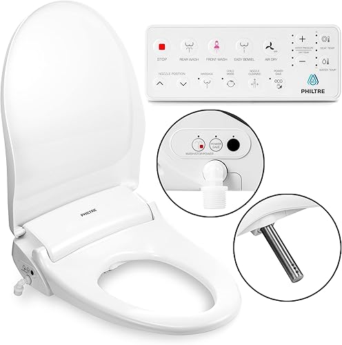 Miniatura 9 de PHILTRE ACL-BD3600W-R Bidé de inodoro de lujo con boquilla de acero inoxidable  Cuenta con agua caliente instantánea asiento de inodoro con
